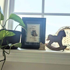 Vintage Small Framed Embroidery Cross Stitch Nursery Baby Bear